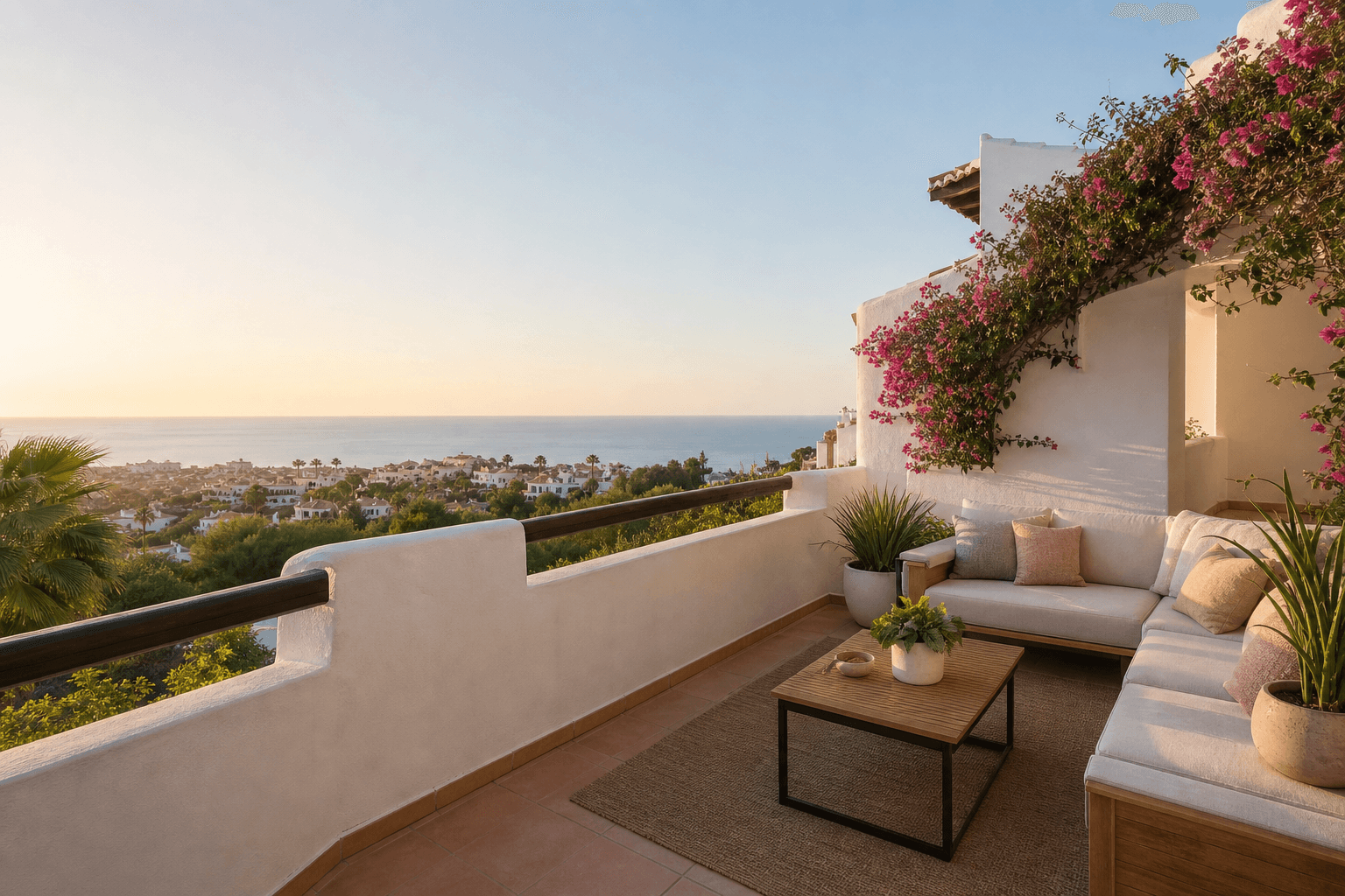 Sea-view terrace on the Costa del Sol.